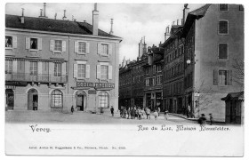 Le Cercle du Marché au début du XXe siècle, carte postale (Musée historique de Vevey)